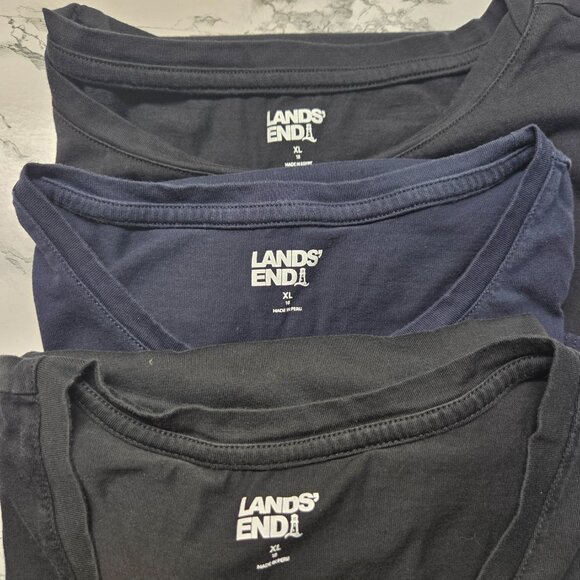 Lands' End Extra Large Navy Black V Neck Crewneck Shortsleeve Tees Bundle of 3 - Picture 10 of 10